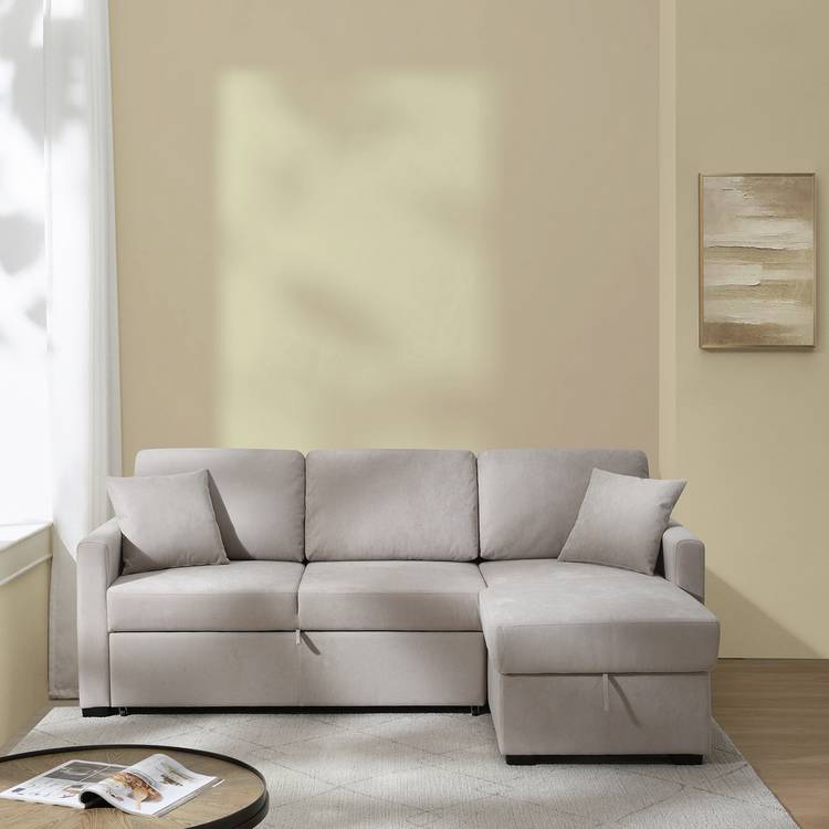Habitat Reagan Right Hand Storage Corner Chaise Sofa Bed - Natural 0