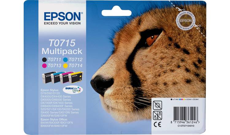 Epson T0715 Cheetah Ink Cartridges - Black & Colour