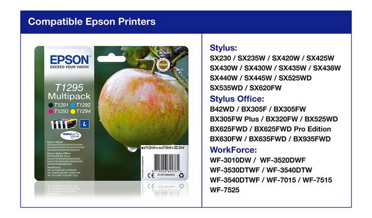 Buy Epson T1295 Apple Ink Cartridges Black Colour Printer Ink Argos
