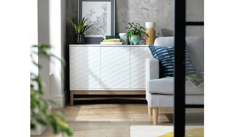 Habitat Zander Textured Large Sideboard -White & Oak