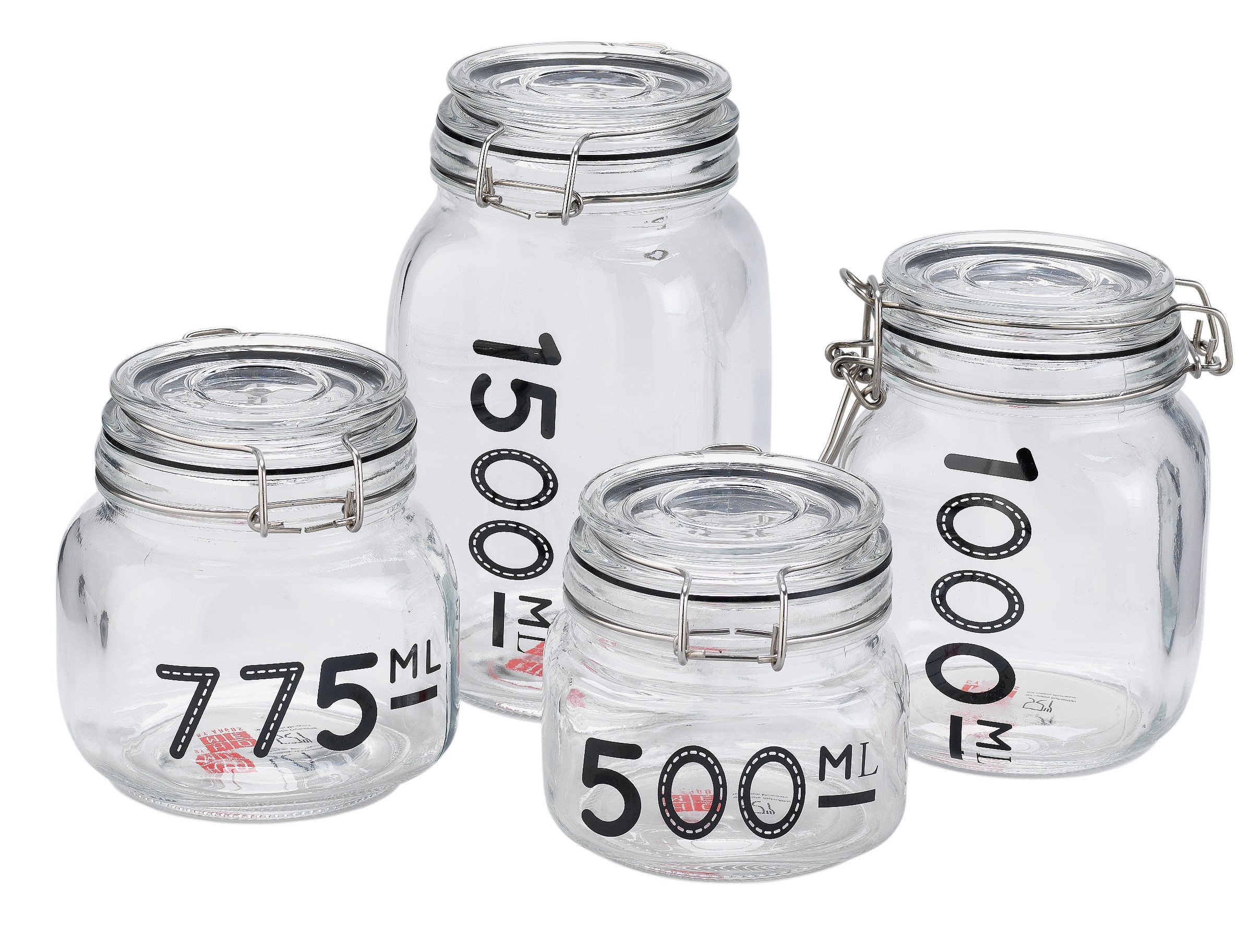 HOME Typography Set of 4 Glass Storage Jars.