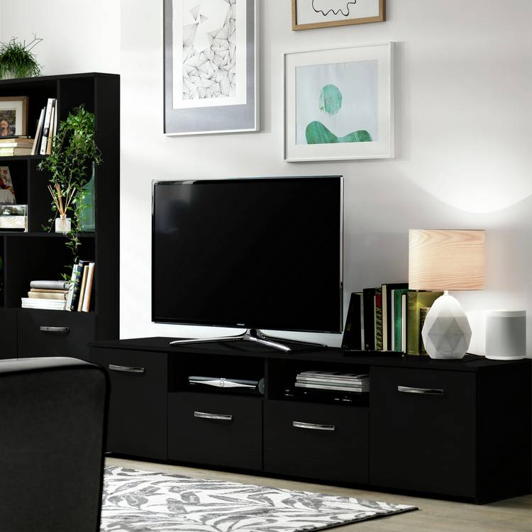 Argos Home Hayward 2 Door TV Unit - Black Gloss 0