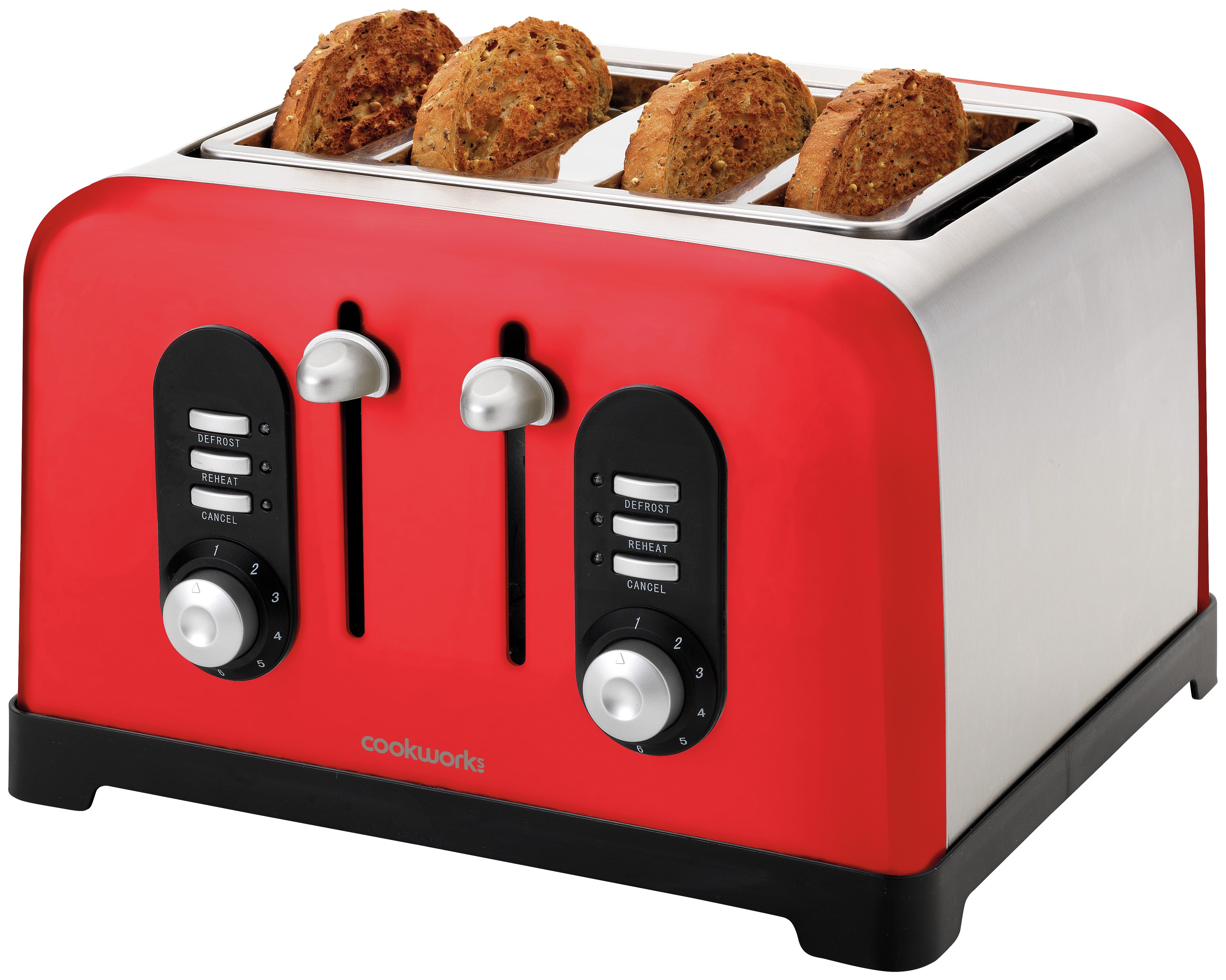 Cookworks Premium 4 Slice Toaster - Red