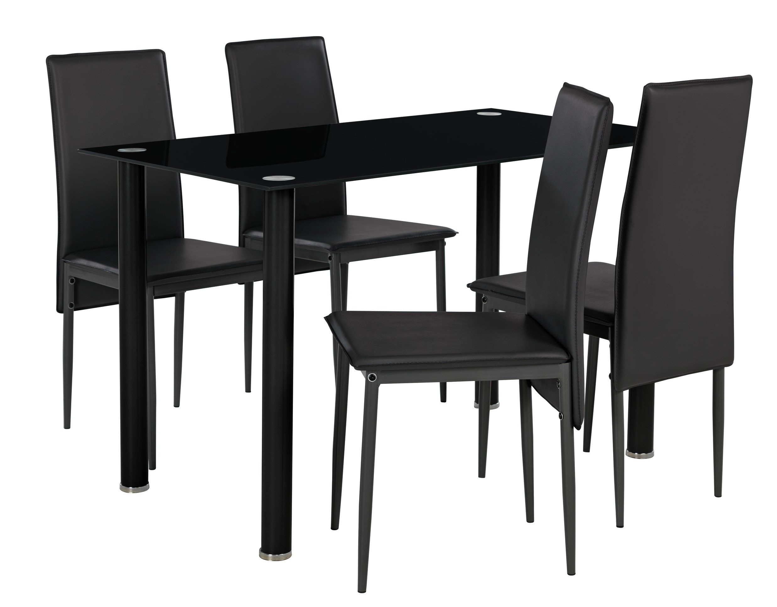 Argos Home Flynn Round Leg Glass Table & 4 Chairs - Black