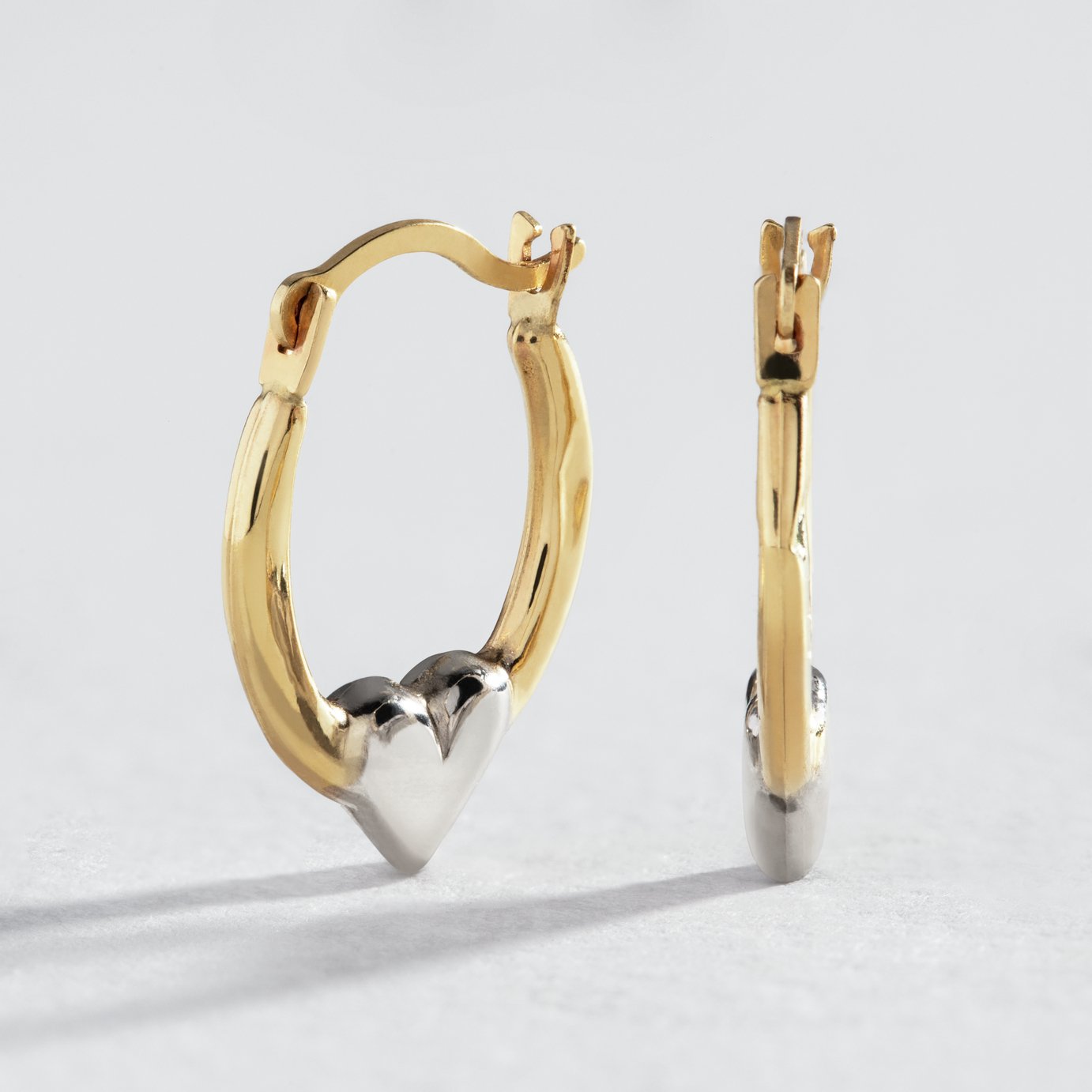 Revere 9ct Yellow Gold Heart Creole Hoop Earrings