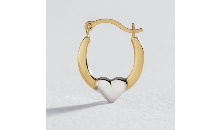 Buy Revere 9ct Yellow Gold Heart Creole Hoop Earrings, Womens earrings