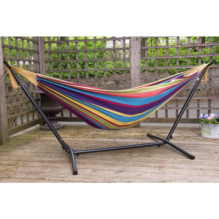 Vivere Tropical Double Hammock with Metal Stand 0