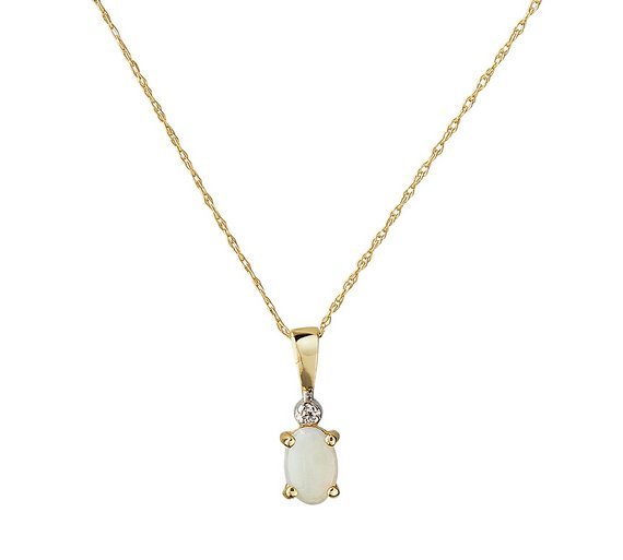 Revere 9ct Gold Diamond Accent Pendant 18 Inch Necklace