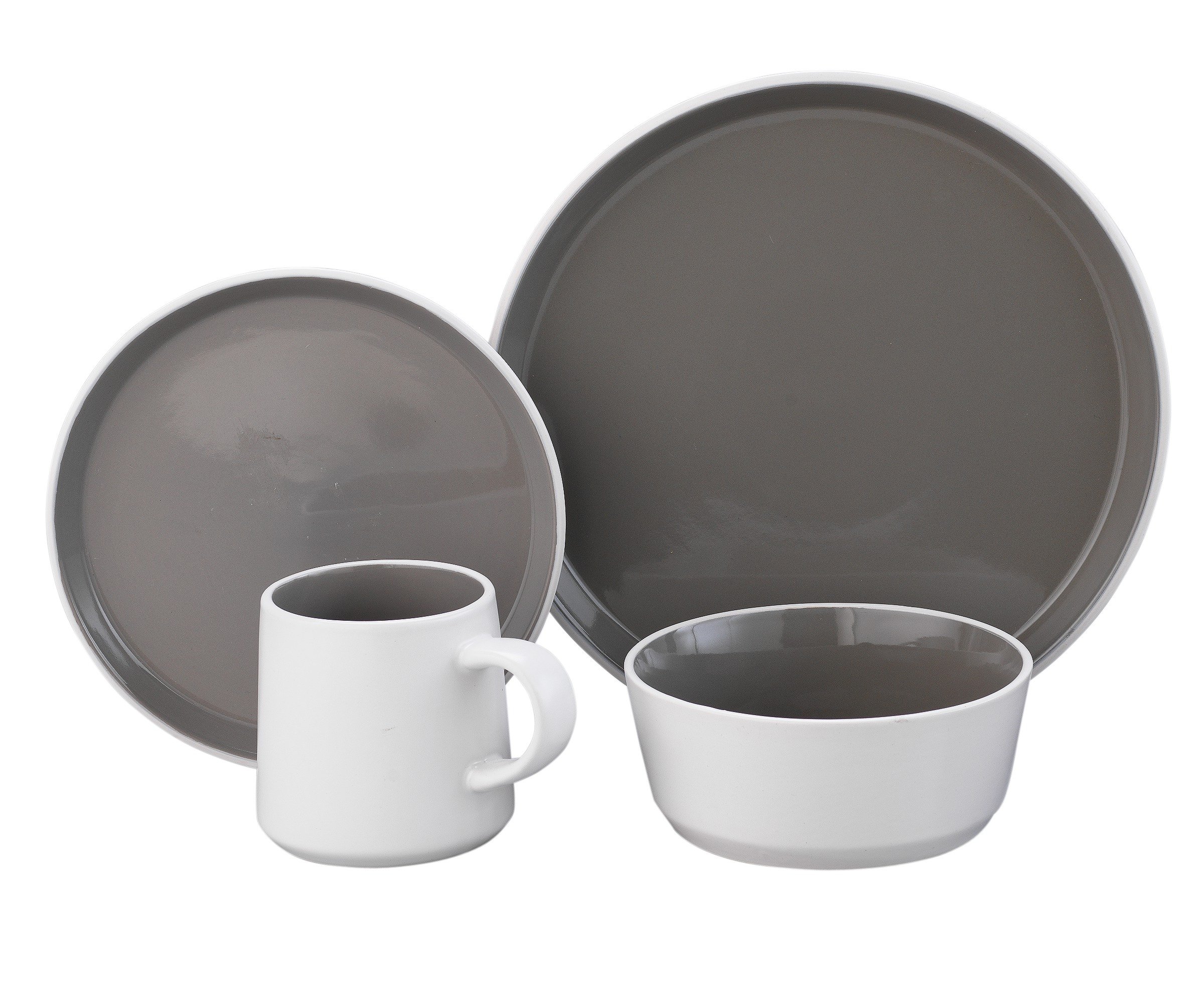 Hygena Taper 16 Piece Stoneware Dinner Set - Grey