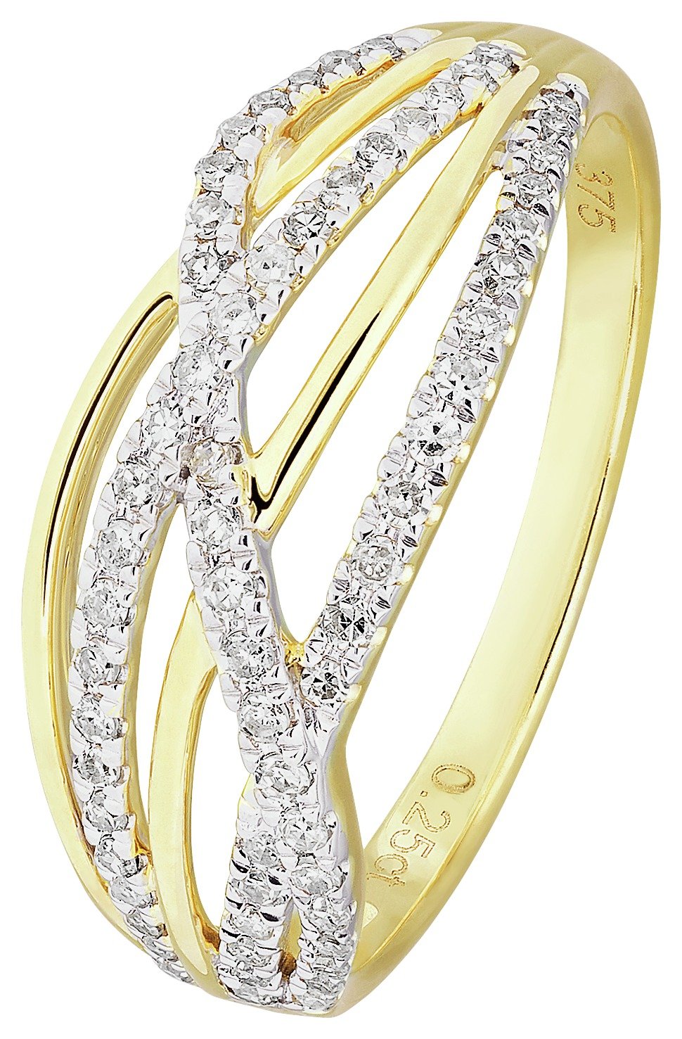Revere 9ct Yellow Gold 0.25ct tw Diamond Crossover Ring (7029307
