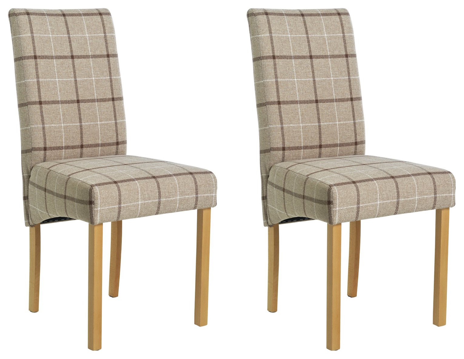 Argos Home Pair of Fabric Skirted Chairs - Mink Check