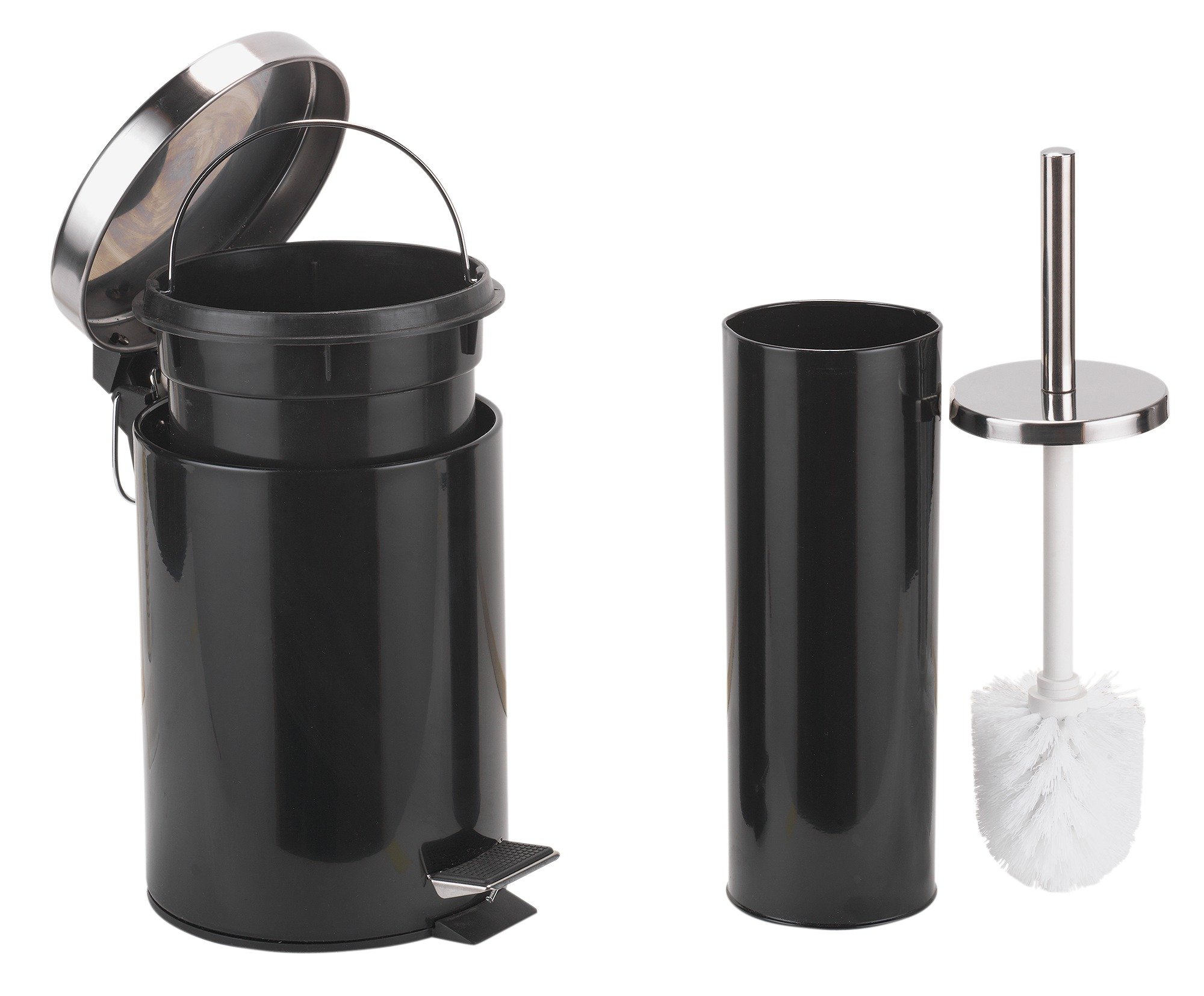 black toilet bin and brush set
