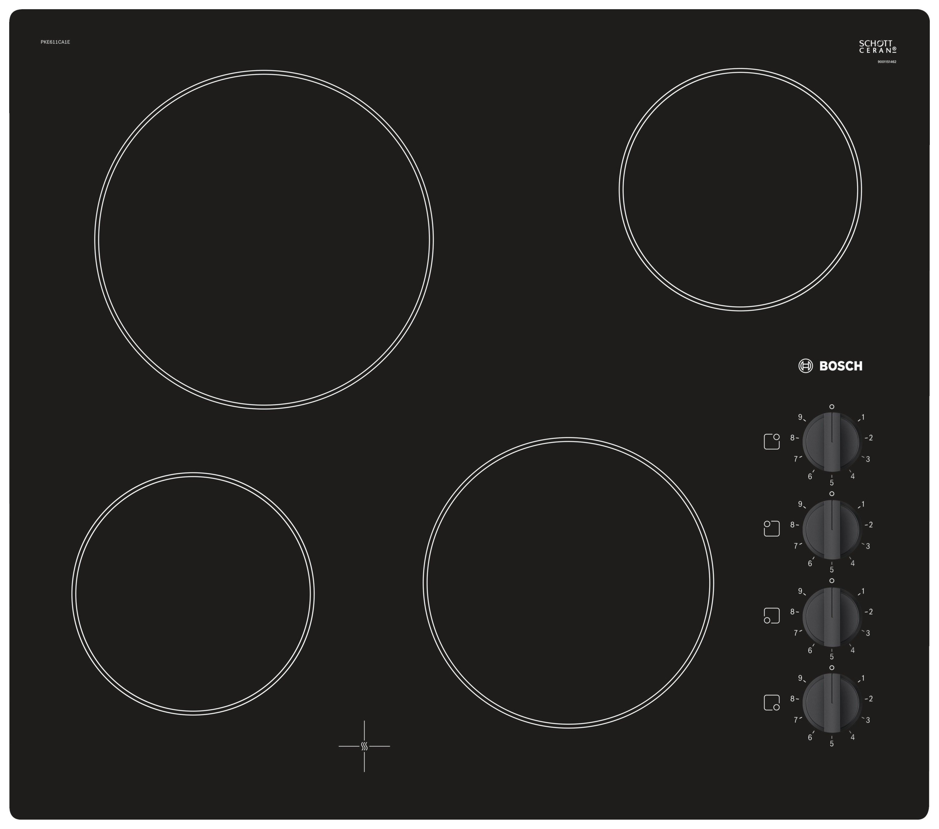 Bosch PKE611CA1E 60cm Ceramic Hob - Black.