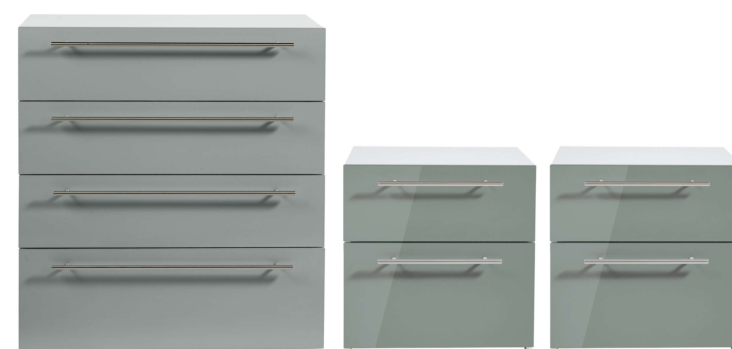 Argos Home Atlas Gloss 2 Bedside & 4 Drawer Chest Set - Grey