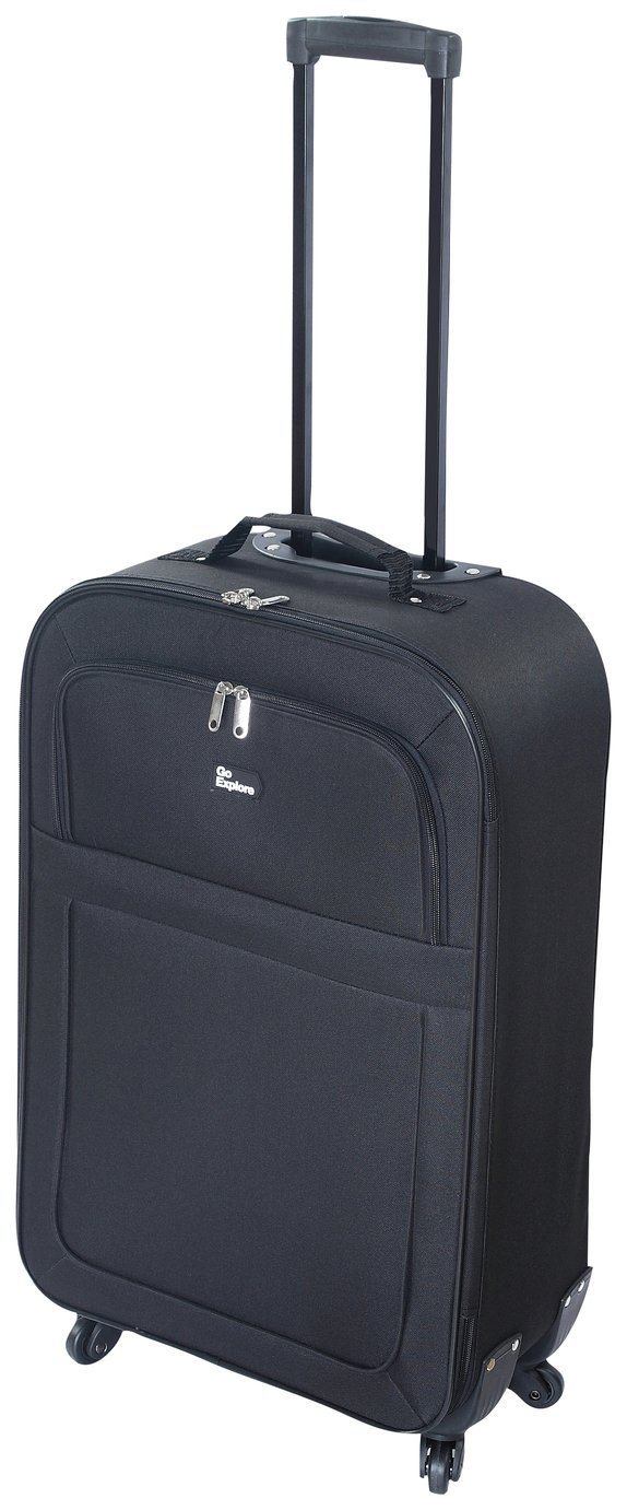 Go Explore Soft 4 Wheeled Medium Suitcase - Black