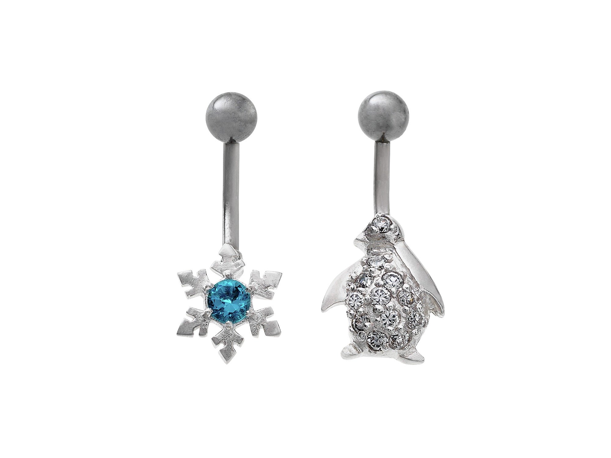 My Body Candy Stainless Steel Winter Belly Bars - Set of 2.