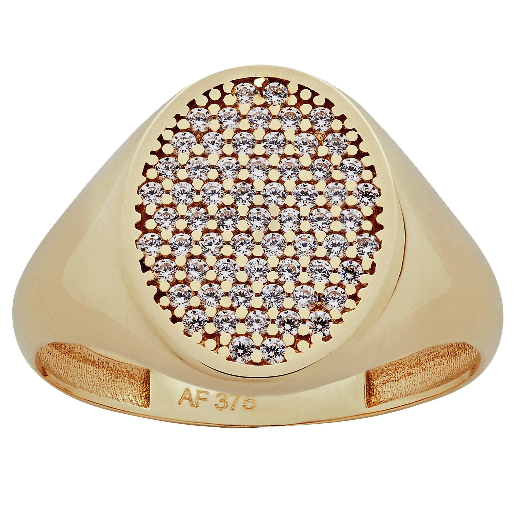 9ct Gold Cubic Zirconia Oval Signet Ring.