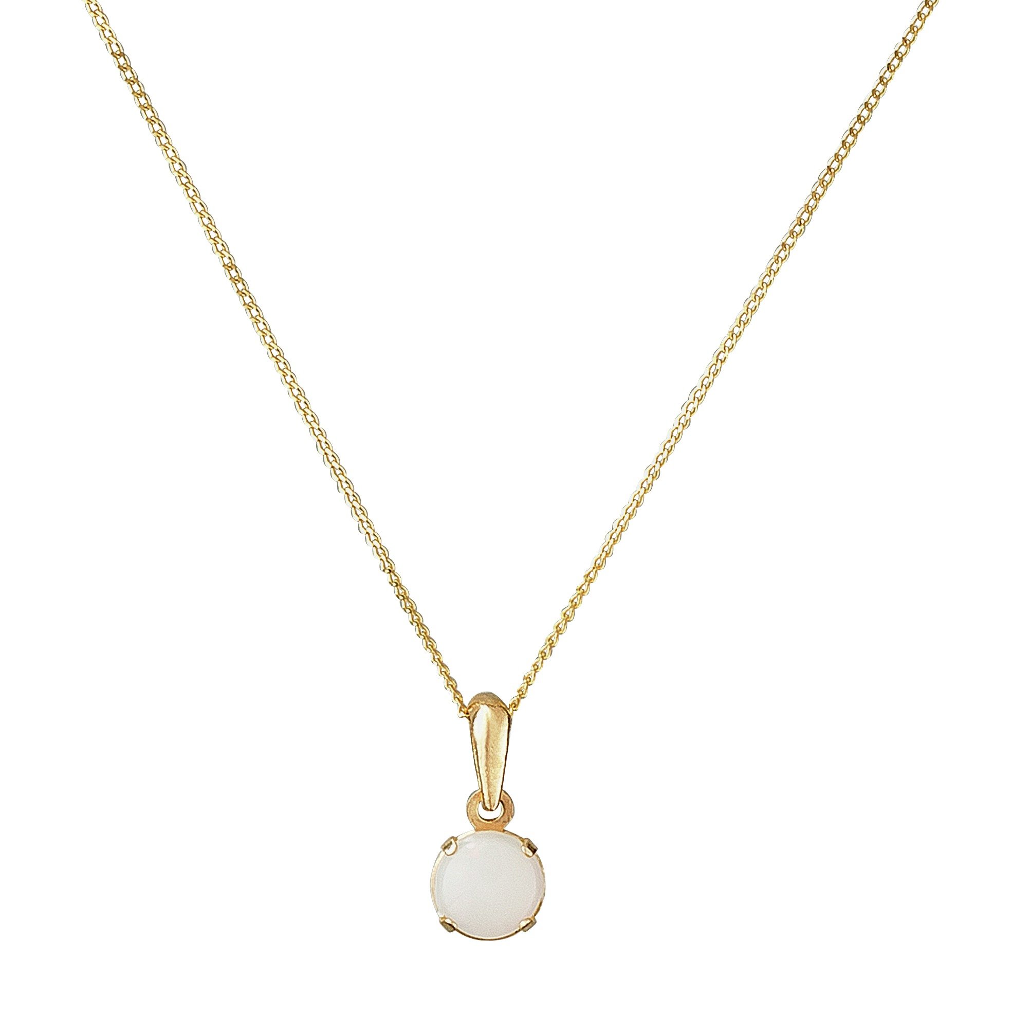 Revere 9ct Gold Opal 5mm Pendant Necklace - October