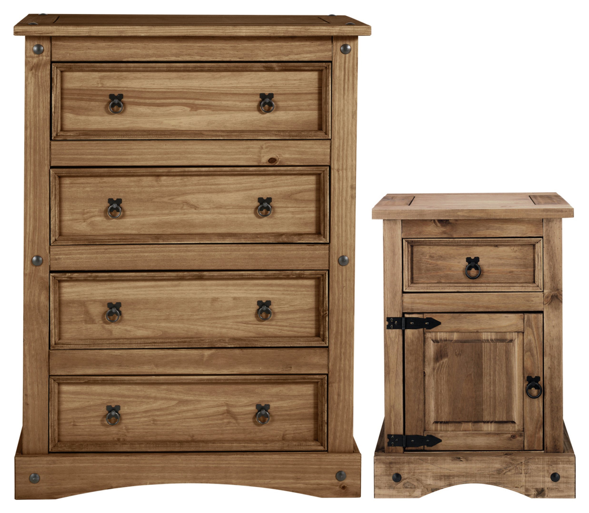 Argos Home Puerto Rico Bedside & 4 Drawer Set - Dark Pine