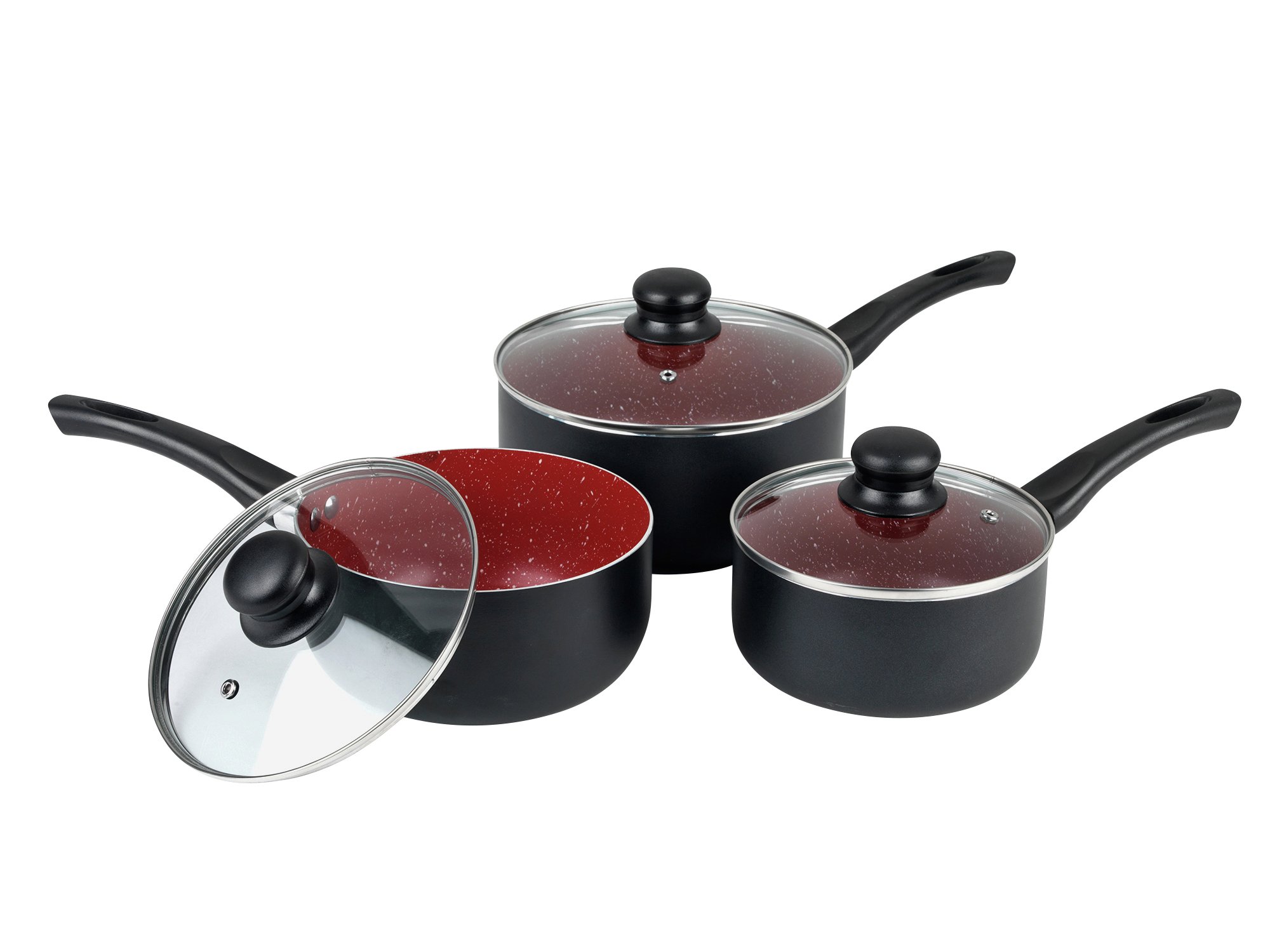 Russell Hobbs Red Stone Aluminium 3 Piece Pan Set - Black