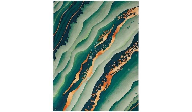 Mega Flooring Green Handmade Abstract Rug - 114 x 175cm