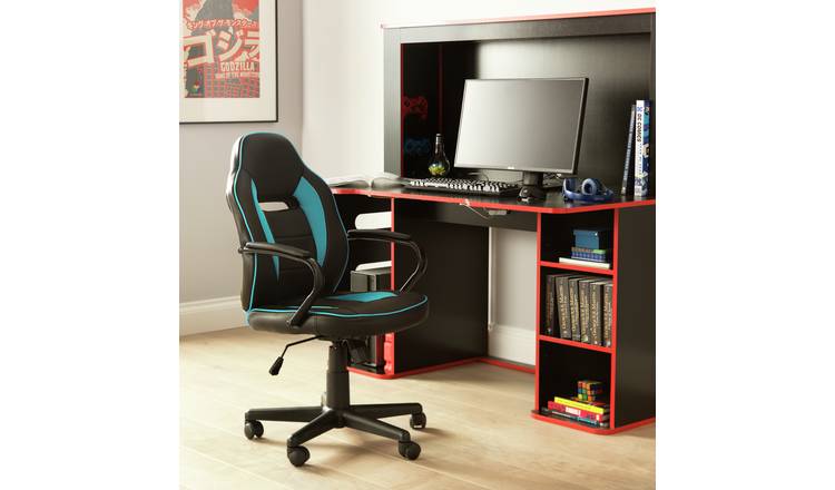 Buy Argos Home Faux Leather Mid Back Gaming Chair Blue Black