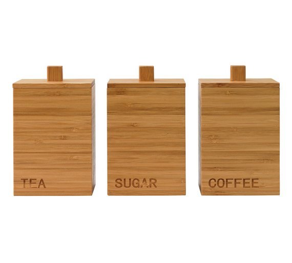 Argos Home Olsy Set of 3 Wooden Storage Jars