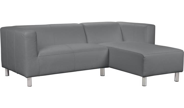 Argos Home Moda Right Corner Faux Leather Sofa - Grey