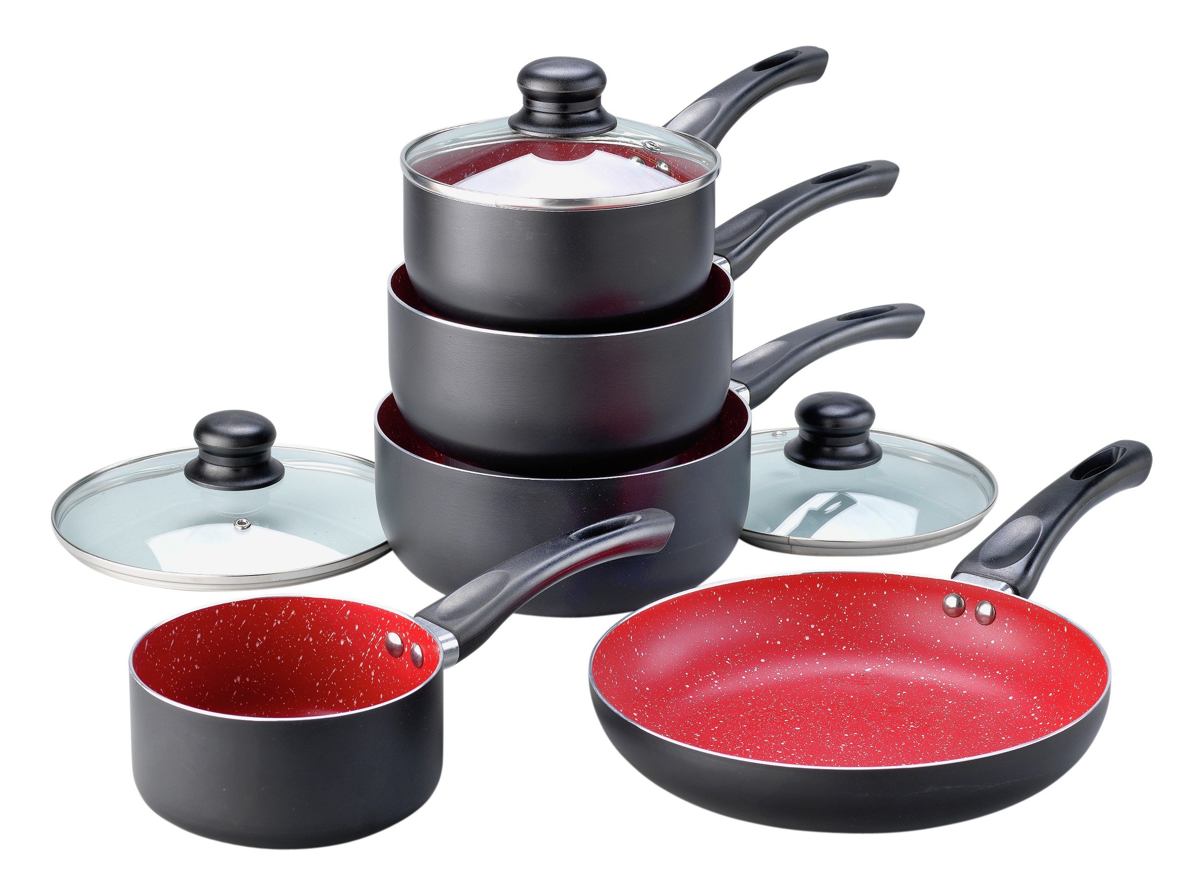 Russell Hobbs Red Stone Aluminium 5 Piece Pan Set - Black