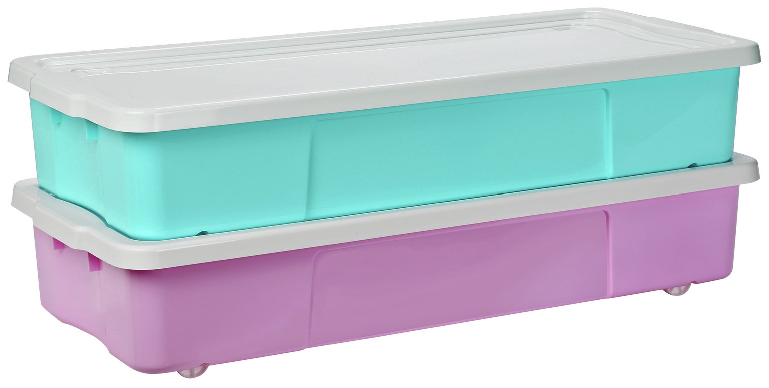 Argos Home Set of 2 Pink Underbed Storage Boxes