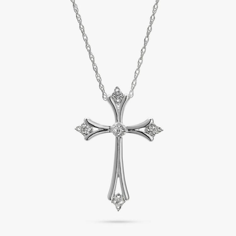 Revere Sterling Silver Diamond Cross Pendant Necklace 0