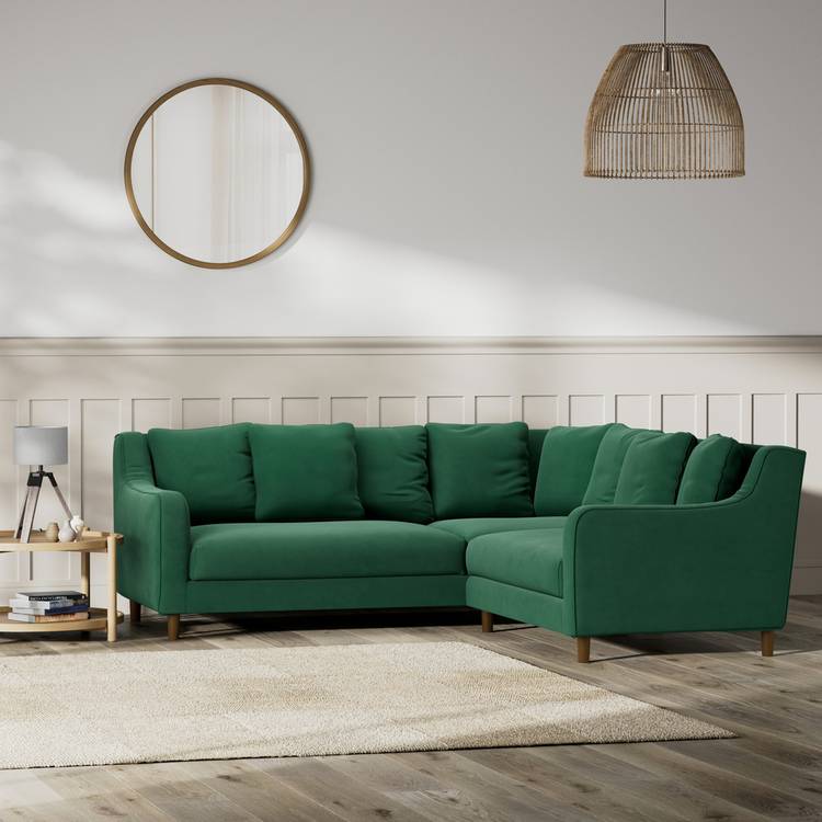 Habitat Swift Reversible Corner Sofa - Green - Dark Leg 0