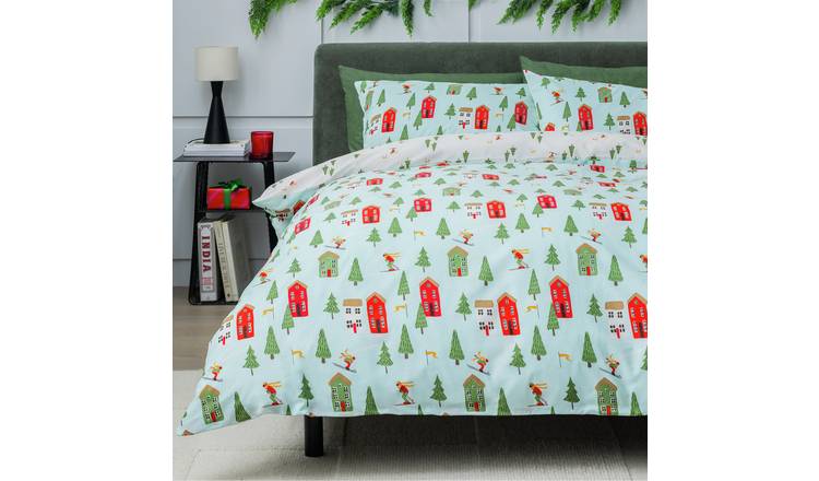 Habitat Christmas Ski Slope Printed Bedding Set - Single