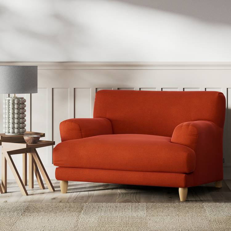 Habitat Askem Velvet Cuddle Chair - Burnt Orange - Ash Leg 0