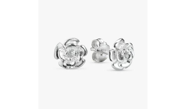 Revere Sterling Silver Rose-shaped Stud Earrings