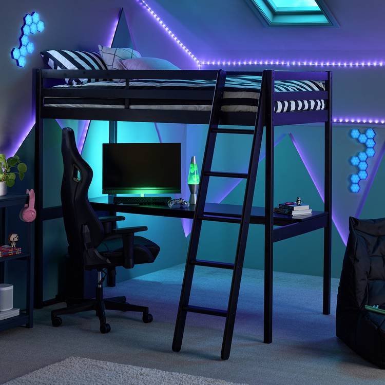 Argos Home Gaming High Sleeper Frame With Desk – Black 0