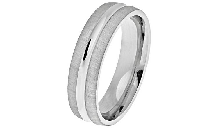 Buy Revere Sterling Silver Matte Groove Wedding Ring Z Mens rings Argos