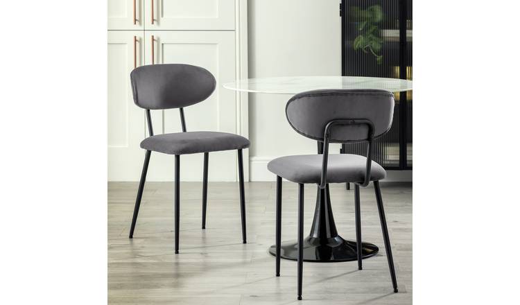 Habitat Ariana Pair of Velvet Dining Chairs - Grey