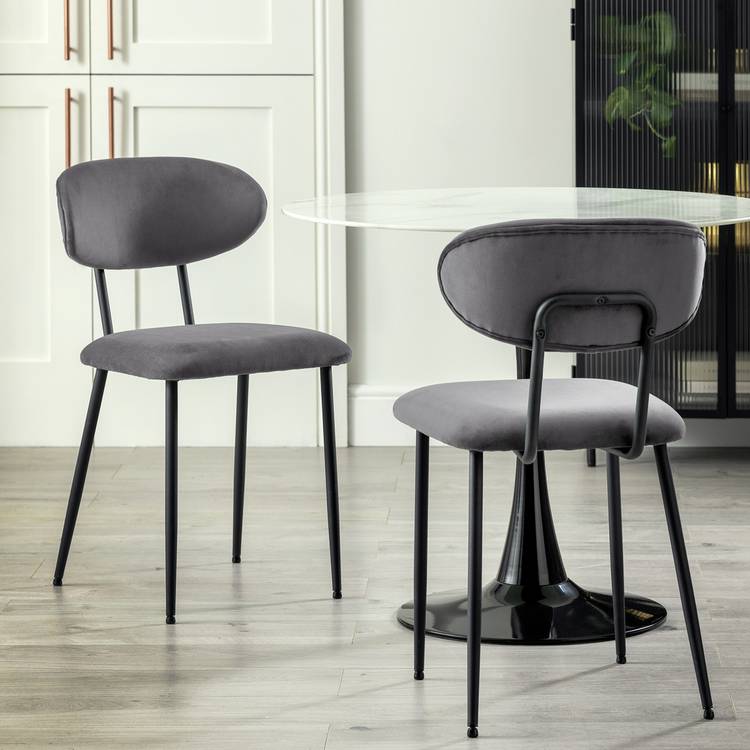 Habitat Ariana Pair of Velvet Dining Chairs - Grey 0