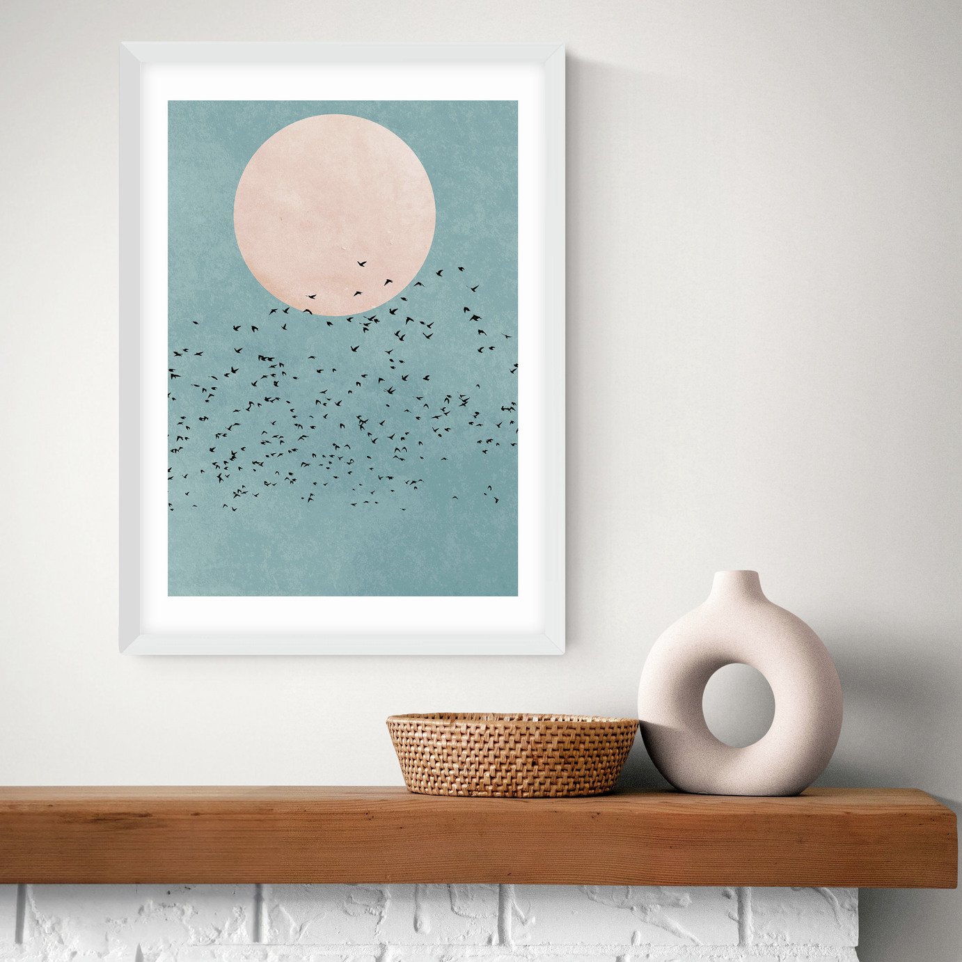 East End Prints Fly Away White Frame Art Print - A3