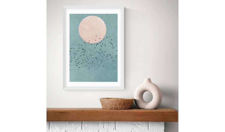 East End Prints Fly Away White Frame Art Print - A3