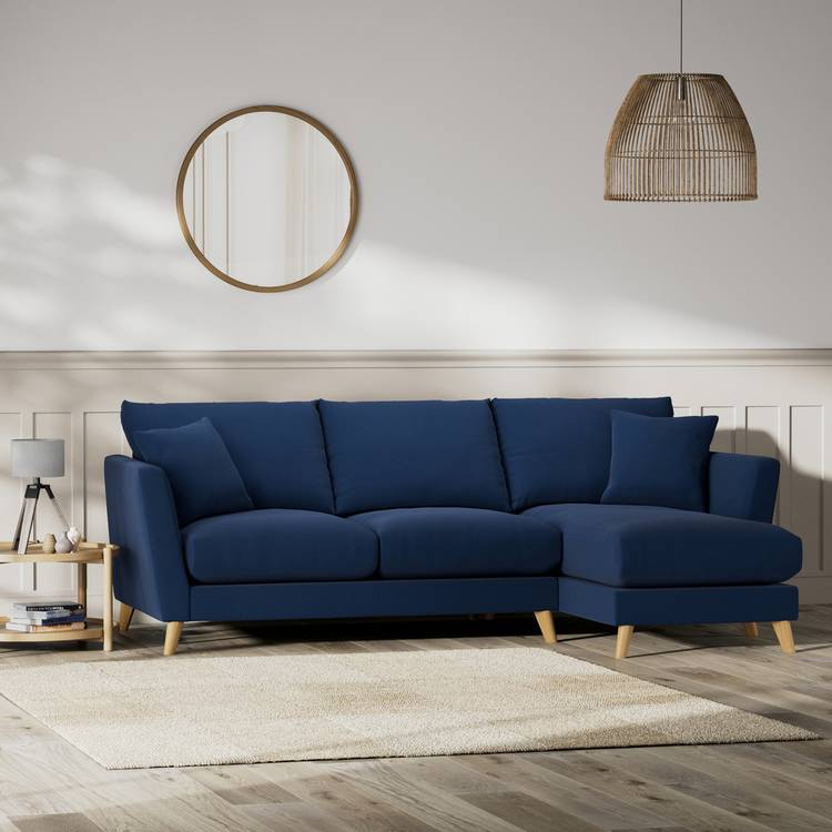 Habitat Lomond Right Hand Corner Sofa - Navy - Ash Leg 0