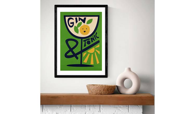 East End Prints Gin & Tonic Black Frame Art Print - A2