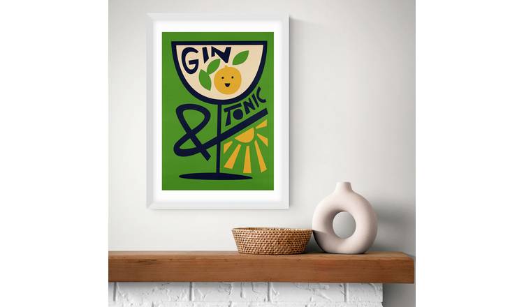 East End Prints Gin & Tonic White Frame Art Print - A2