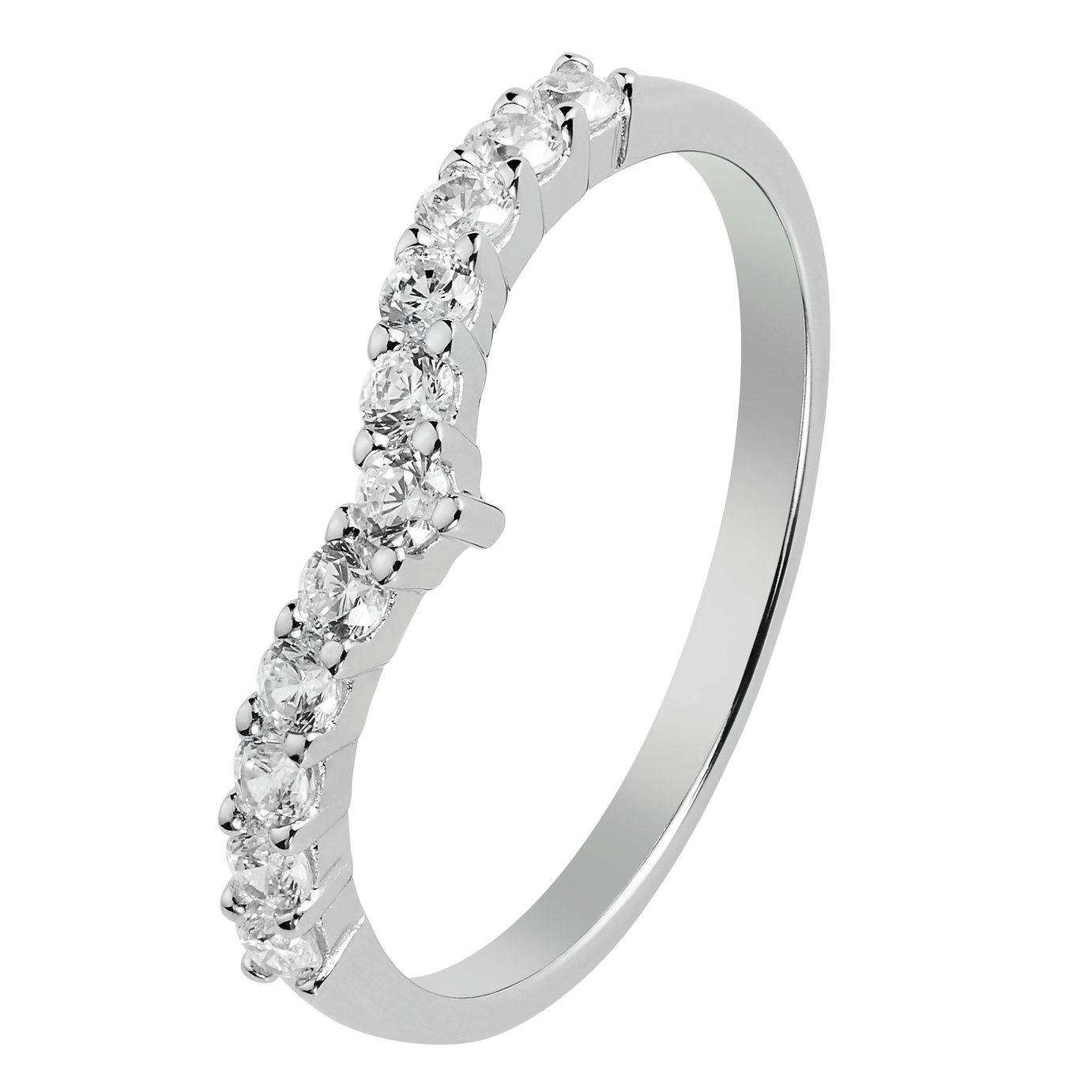 Revere Sterling Silver Cubic Zirconia Wishbone Ring - L