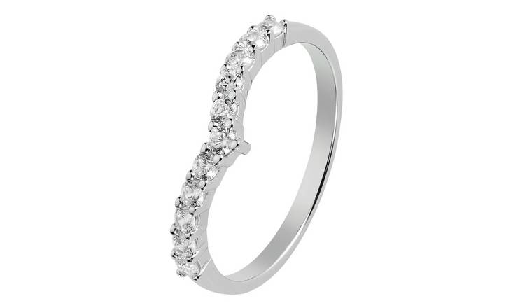 Revere Sterling Silver Cubic Zirconia Wishbone Ring - L