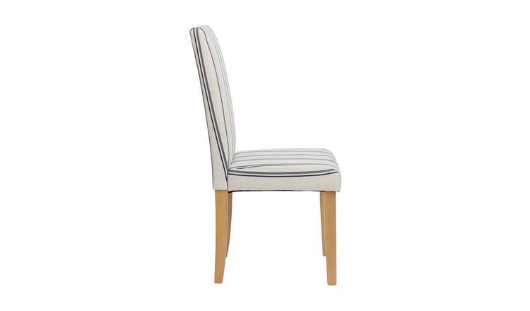 Argos Home Midback Pair of Stripe Dining Chair- White & Blue