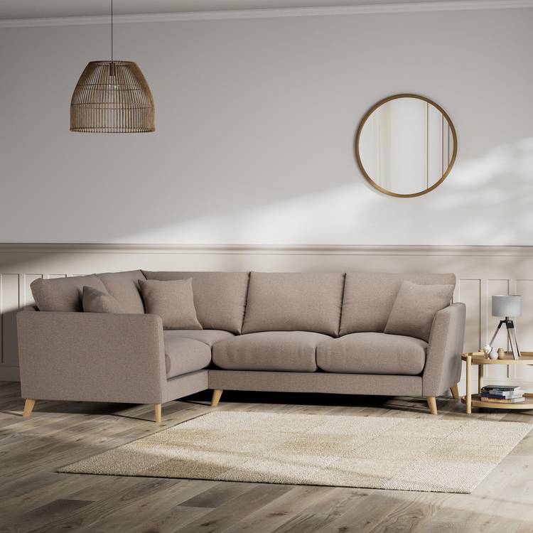 Habitat Lomond Left Hand Corner Sofa - Mocha - Ash Leg 0