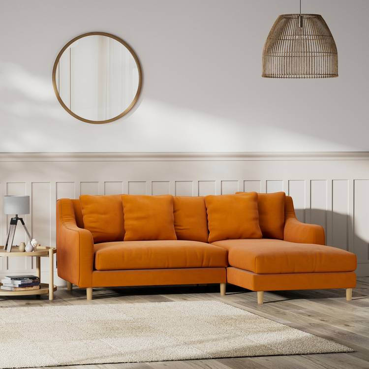 Habitat Swift Right Hand Corner Sofa - Orange - Ash Leg 0