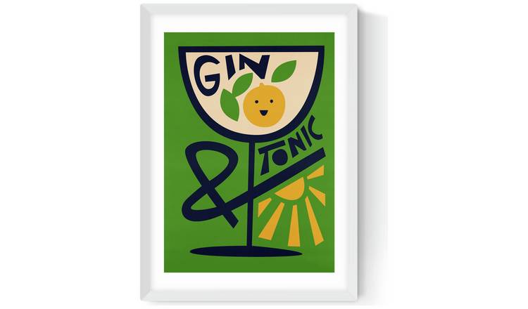 East End Prints Gin & Tonic White Frame Art Print - A3